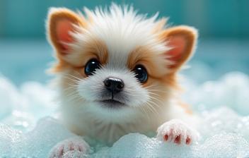 Animal profitant d’un bain moussant